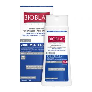 شامپو ضد شوره و ریزش مو Bioblas مدل Zinc And Menthol حاوی زینک حجم 360 میل